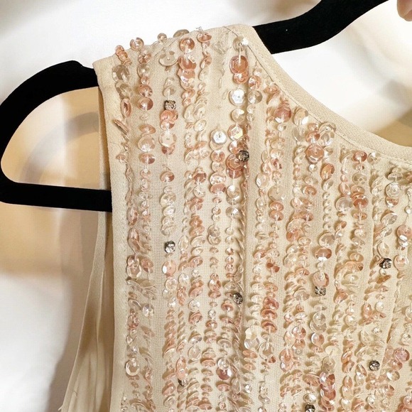 NWT Mac Duggal Beaded Column Gown Midi Dress Women's Champagne Size 14 $598 - Picture 11 of 11